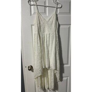 White Lace Knee Length Dress